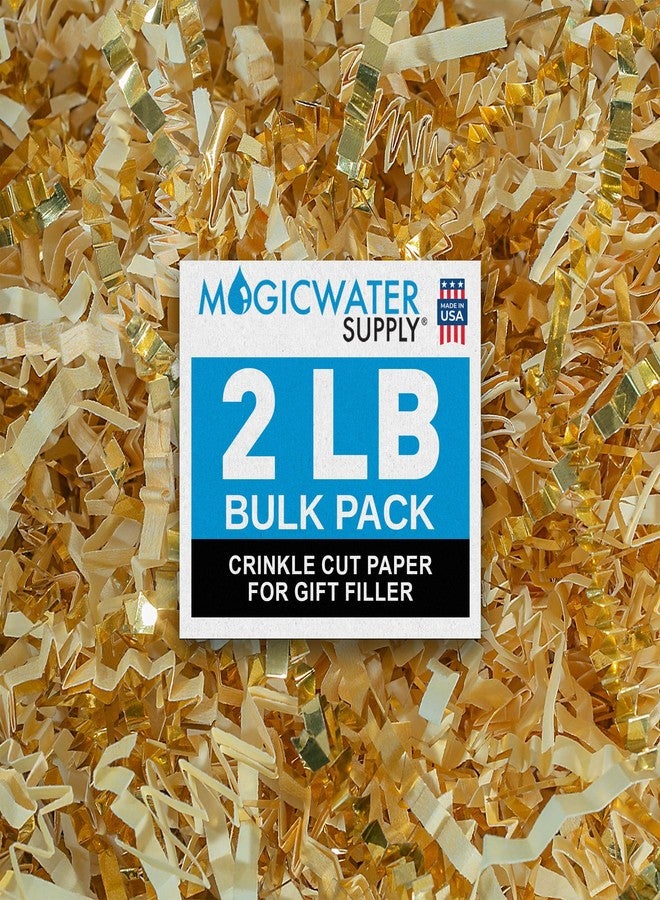 MagicWater Supply MagicWater Crinkle Cut Paper for Gift Baskets - 2LB - Vanilla & Gold - Perfect for Shredded Paper Filler, Basket Filler, Gift Boxes, Bridesmaid Gifts, Christmas Stuffers & More – For All Occasions - Image 1